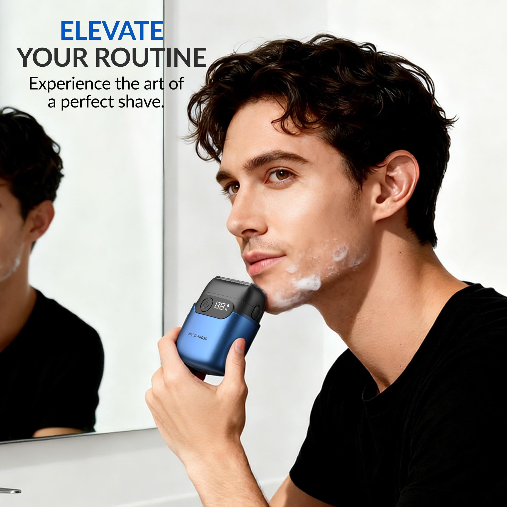 BarberBoss Rasoir électrique sans fil pour homme, lames flottantes flexibles, tête magnétique et écran LED intelligent, rasoir compact pour homme, QR-2751