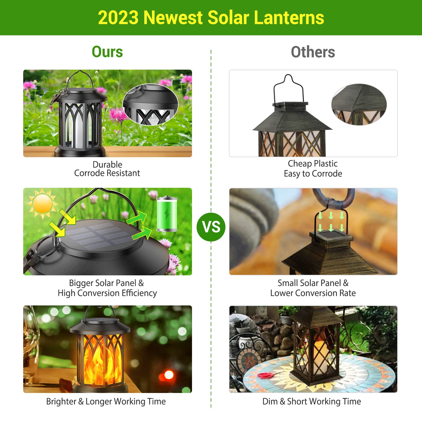 KOOPER Solarleuchten Außen Garten, 4 Pack Hängende Solar Gartenlaternen mit realistischer flackernder Flamme LED, Wasserdicht Flammeneffekt Solar Garten Ornamente für Dekoration Garten Weg Terrasse