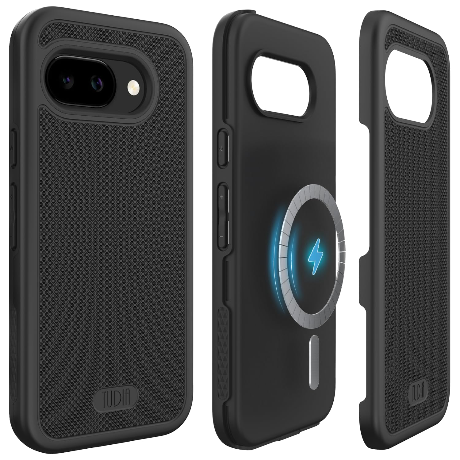 TUDIA MergeGrip Custodia Per Google Pixel 9a (2025) – Grado Militare, Antiurto, Compatibile Magsafe, Nero Opaco