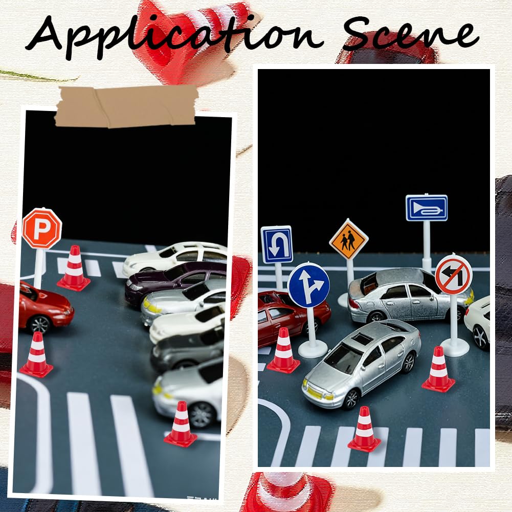 50 cono de Tráfico En Miniatura Mini Señales de Tráfico de Plástico ABS Rojo Pequeño Obstáculo de Seguridad Callejera Modelos de Carretera Figuras Barricadas para Micropaisaje Entrenamiento C