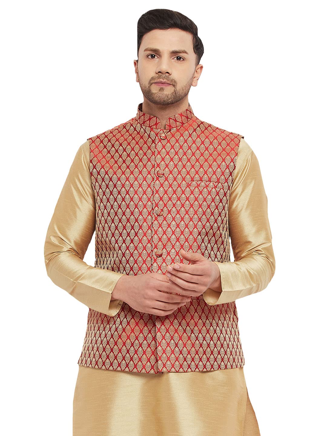 vm Men's Silk Blend Nehru Jacket-C-picture-36