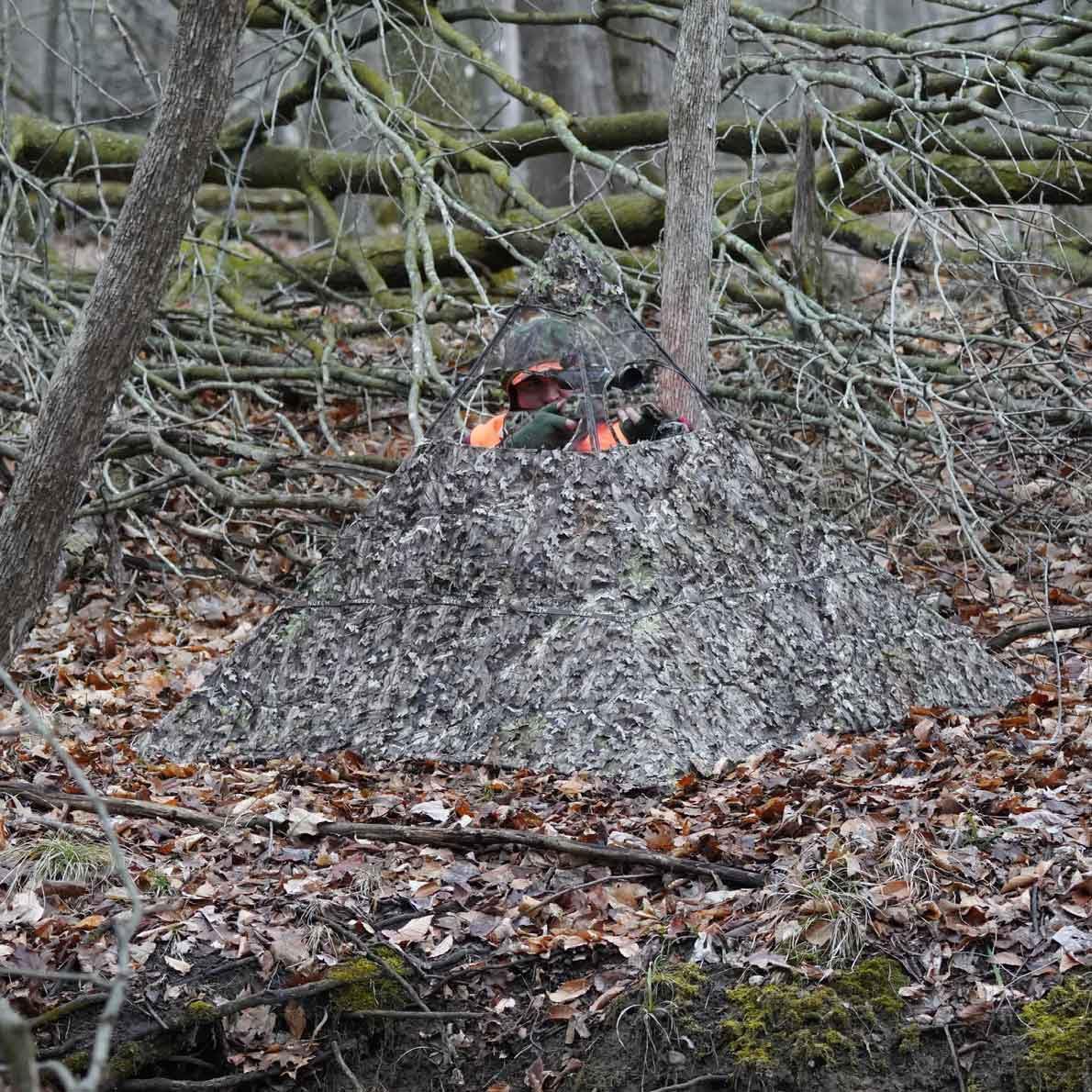 Nukem Grab & Go Hunting Ground Blind - Mossy Oak 3D Leafy Pattern - Lightweight & Stake-Free Pop Up Turkey & Deer Blind - Provides Maximum Concealment