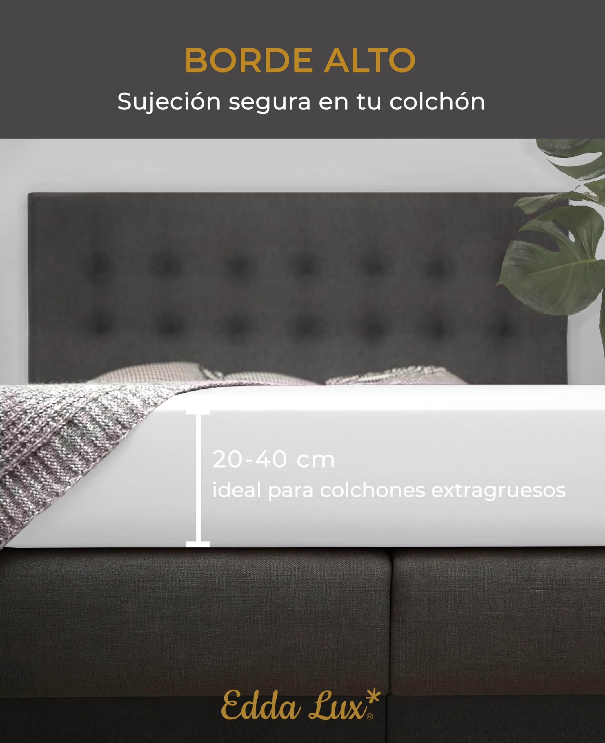 Edda Lux Sábana Bajera, para Camas de Agua y colchones de hasta 40 cm de Altura, 200x220, 200x240, 220x220, 220x240 cm, algodón 95% Elastano 5%, Jersey, Blanco