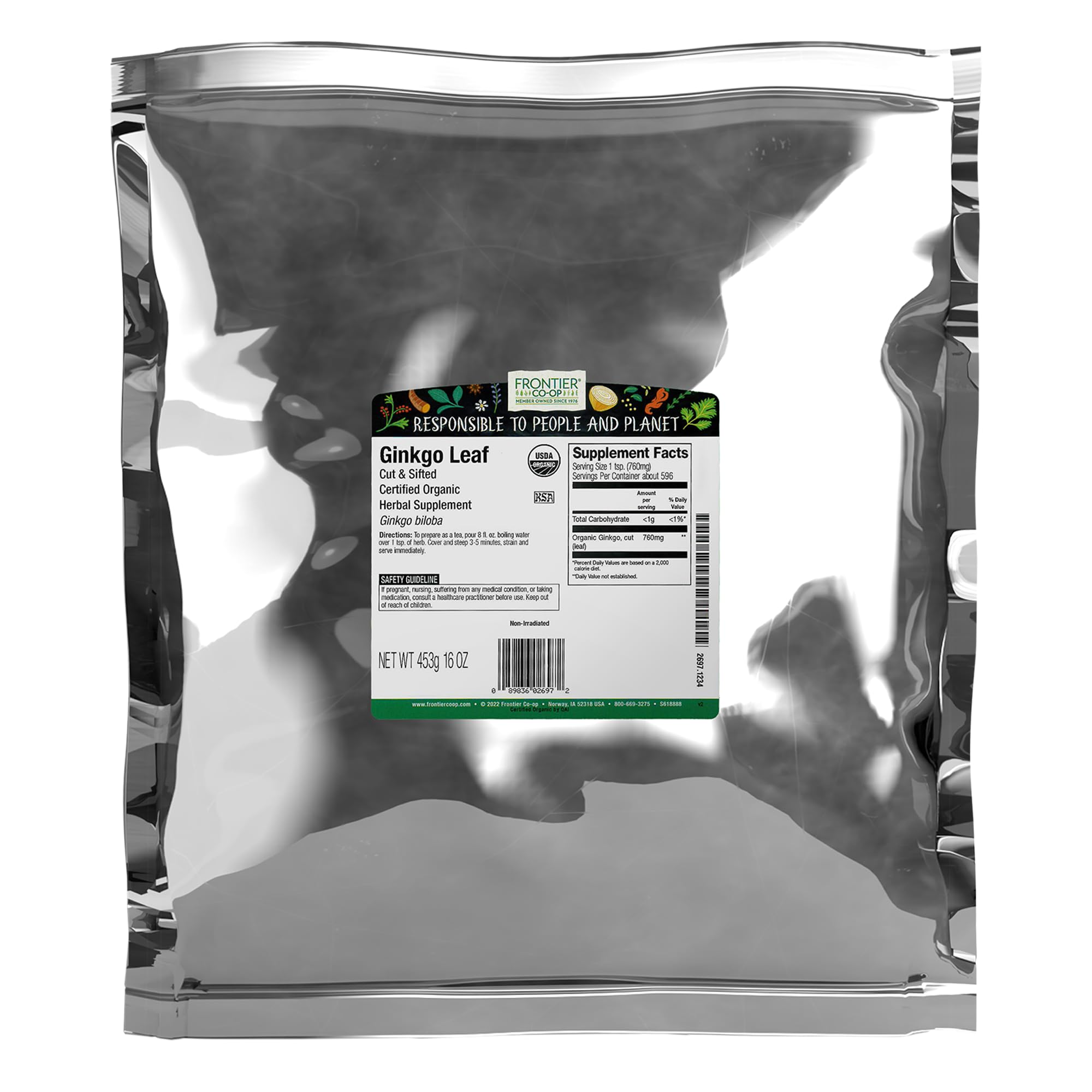 Amazon.com : Frontier Co-op Organic Ginkgo Leaf, 1lb Bulk Bag, Cut