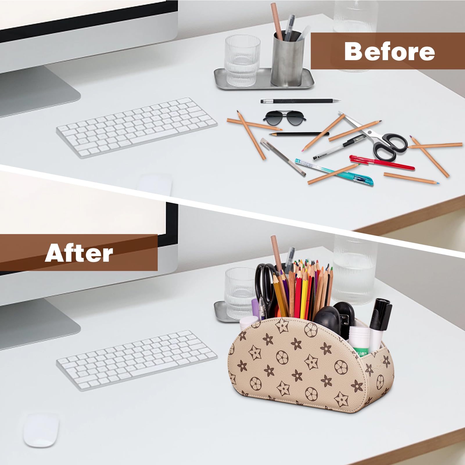 Remote Control Organizer, Controller Stand With 5 Compartment PU Leather TV Remote Holders And Desk Storage Box From Homepro5, $9.23