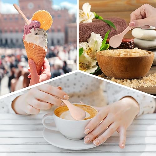 Vista 32 de Boao 50 cucharas pequeñas de madera, 3.5 pulgadas de largo, mini cucharas pequeñas de madera natural para tarros, crema de azúcar, especias de miel