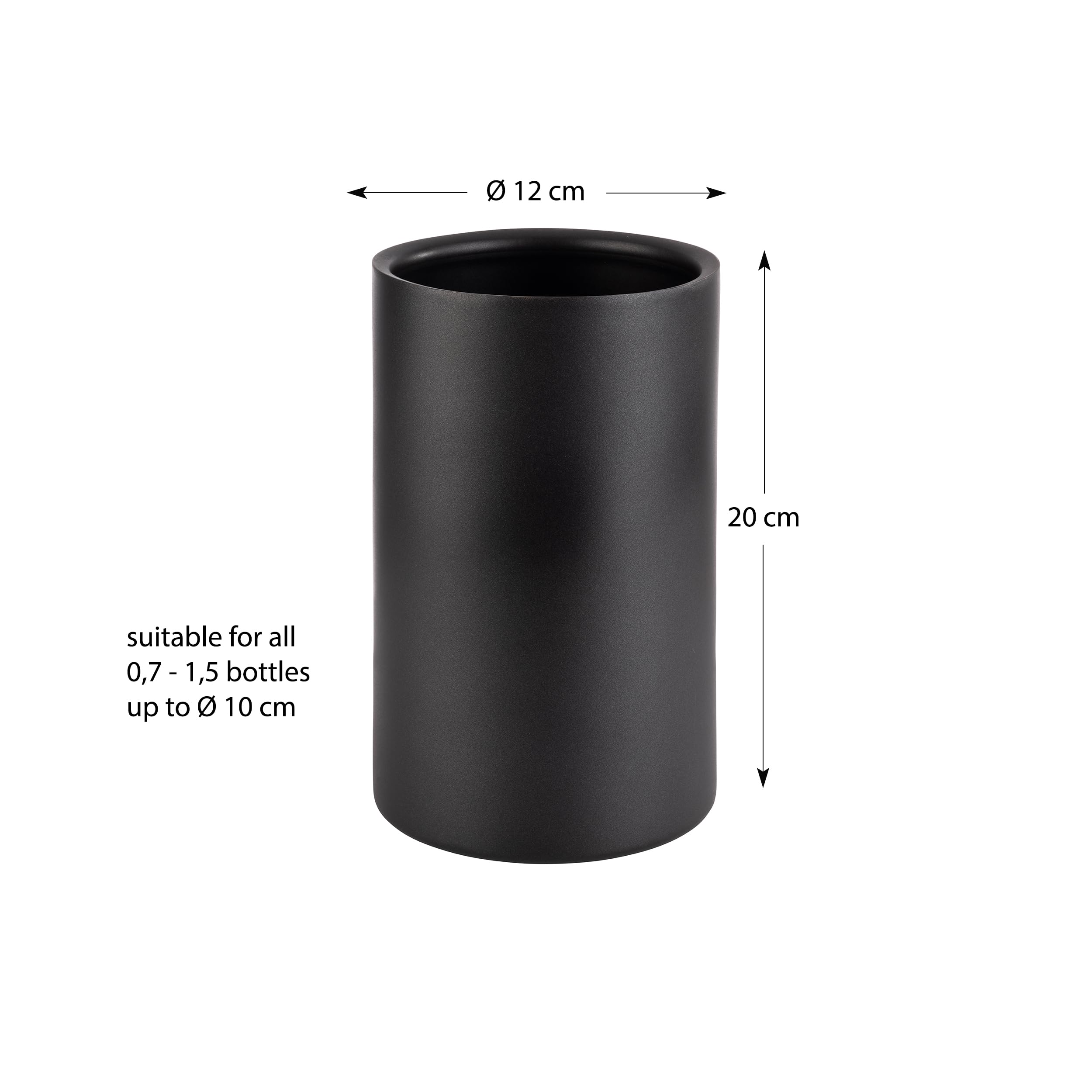 APS 36127 - Refrigeratore per bottiglie con diametro massimo di 10 cm, colore: nero/esterno Ø 12 cm, altezza: 20 cm
