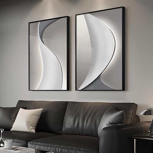 2 Piece Large Framed Modern Wall Art for Living Room,