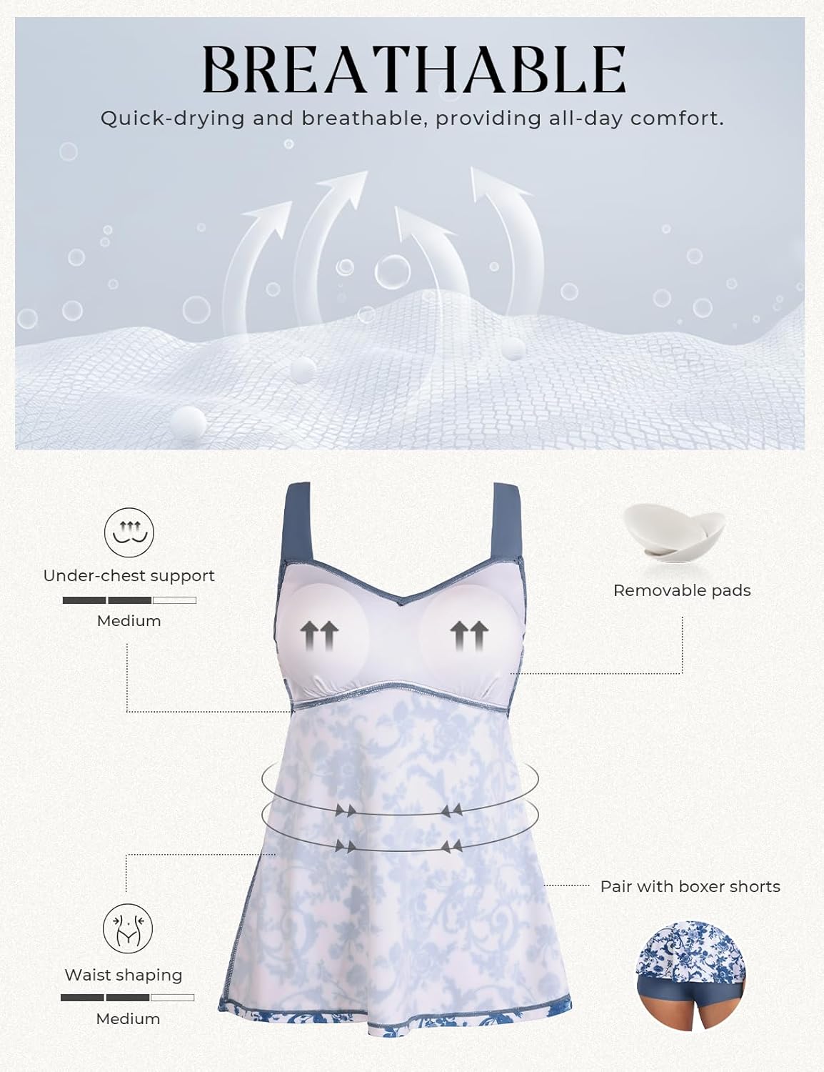 Hanna Nikole Tankini Swimsuits for Women 2 Piece, Color Blocked Swimsuit, Twist Front Push Up Tankini Top with Boyshorts - Image 4