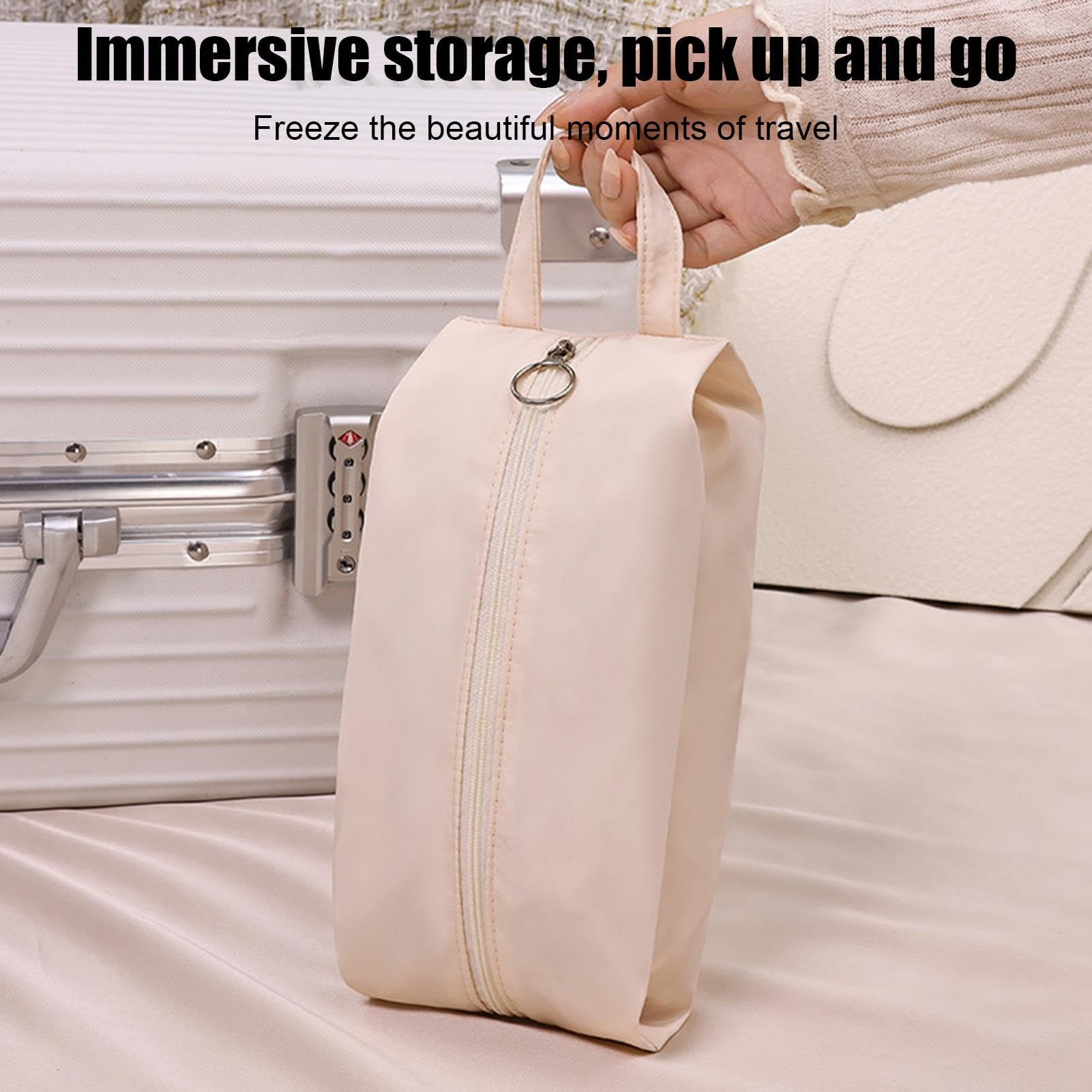 Borsa Organizer Da Viaggio Portatile In Pelle Vegana Per Biancheria Intima, Reggiseni E Calzini - Cubo Da Imballaggio Rosa Con Manico E Fibbia Magnetica
