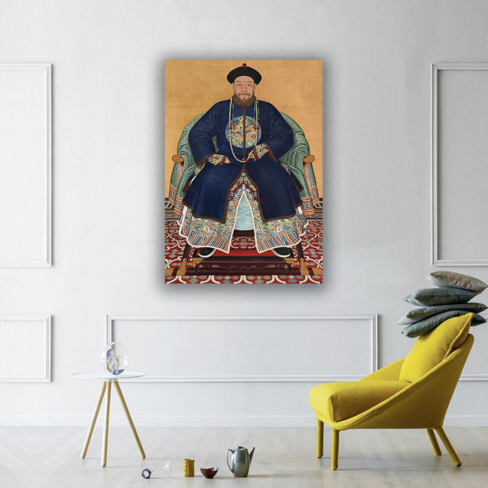 中国製　絵画　金属製キャンバス Amazon.co.jp: 中国皇帝の肖像画 キャンバスプリント 中国風絵 抽象