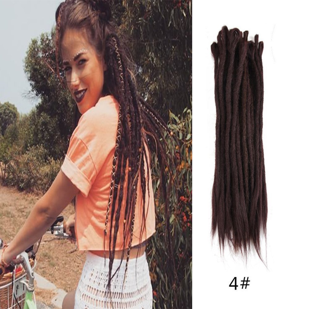 HAIQUAN Handmade Dreadlocks Extensions Reggae Hair Dark Brown 20" Soft Faux Locs Crochet Havana Mambo Twist Braiding Hair 5 Strands