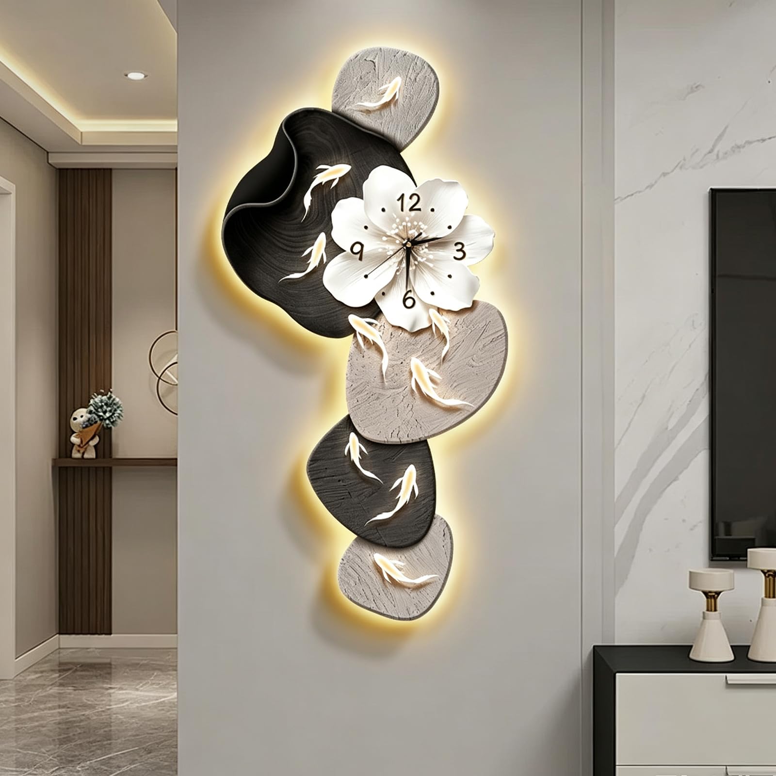 Amazon.co.jp: 3D ウォールアート LED ライト付き モダン3D壁装飾