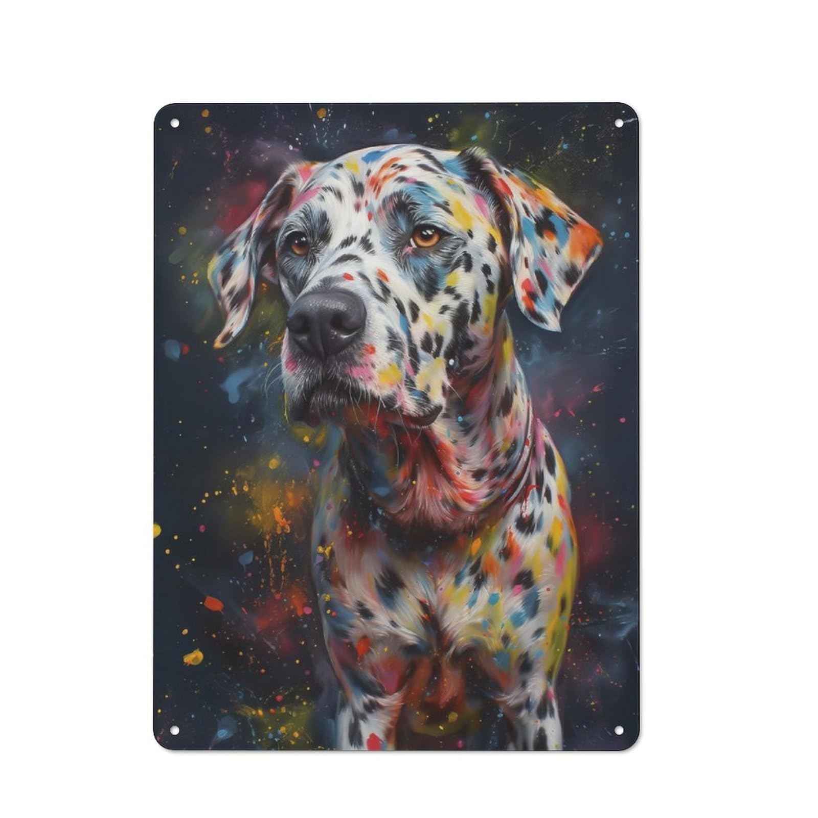 Junmoney Dalmatian Painting Rustic Metal Wall Sign 40X30cm For Home Office Or Studio, For Garage, Workshop And Man Cave Decoration