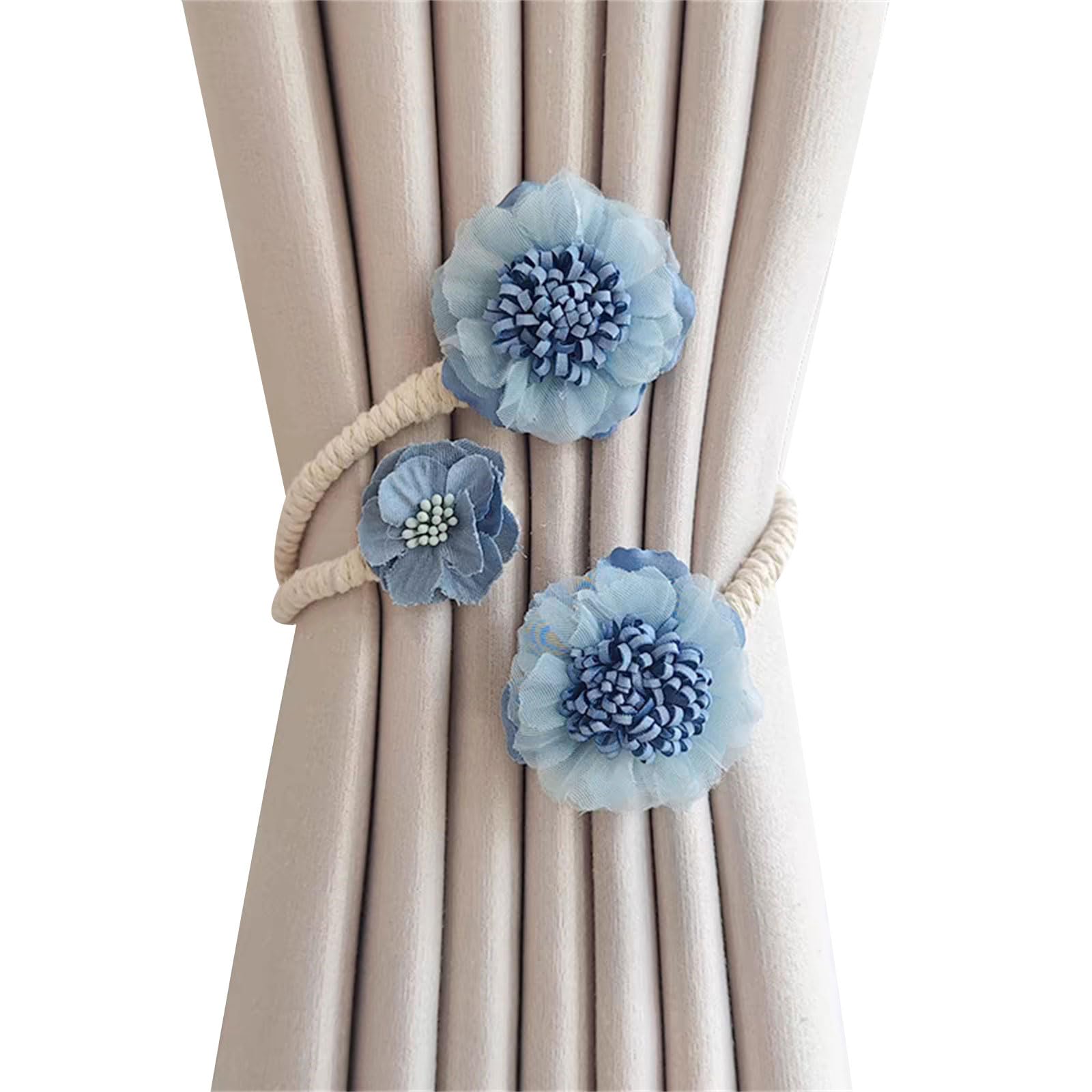 ZWWAAZHF Metal Rope Window Drapery Holdback Clip Elegant Artificial Flower Curtain Tieback for Bedroom Kids Room Nusery Decors Curtain Holdback