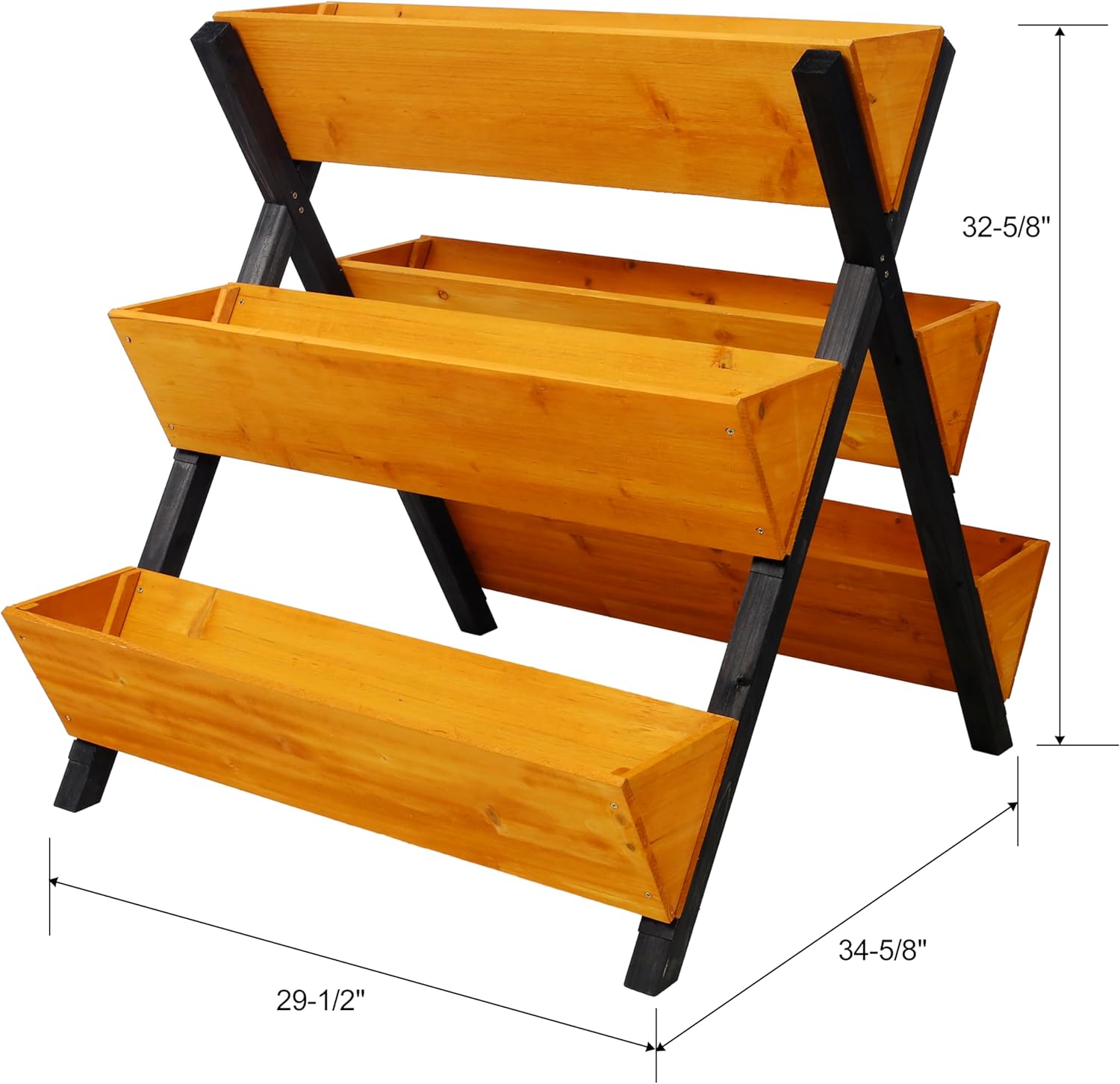 3 Tiers Wooden Vertical Raised Garden Bed with Legs Wooden Elevated Planter Raised Beds Kit with 5 Boxes & Protective Liner Standing for Vegetables Flowers Herbs