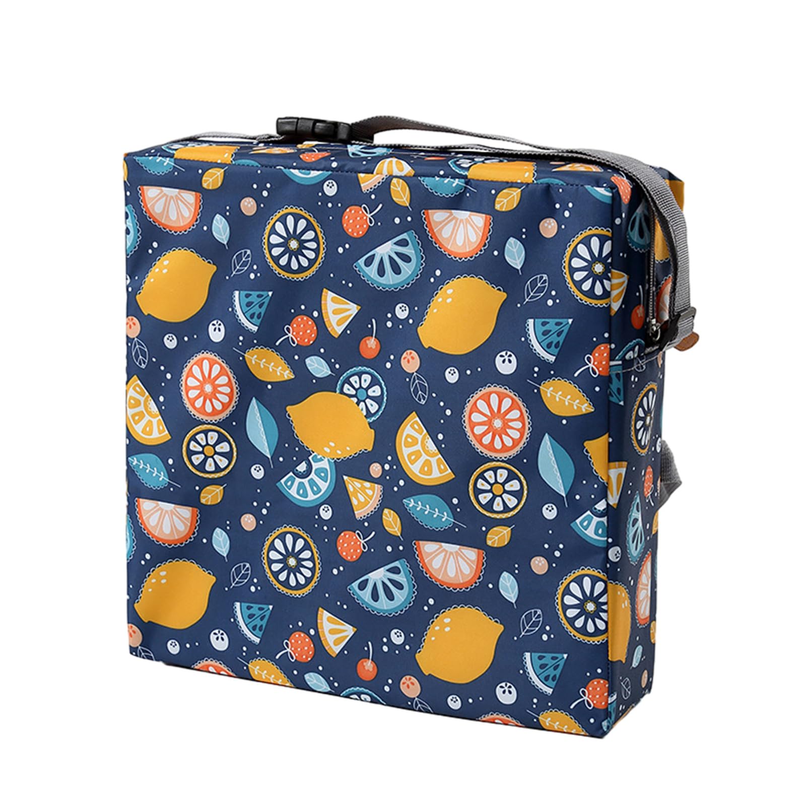 Chickwin Toddler Baby Booster Seat, Kid Infant Dining Chair Pads Washable Chair Increasing Cushion Child Dismountable Portable Travel Cushion with 2 Adjustable Straps (32x32x8cm,Lemon Fruit)