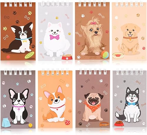 Miniatura 9 de 24 cuadernos pequeños para fiestas de perros, lindos cachorros y mascotas, bloc de notas con bolsillo en espiral, suministros para fiestas de