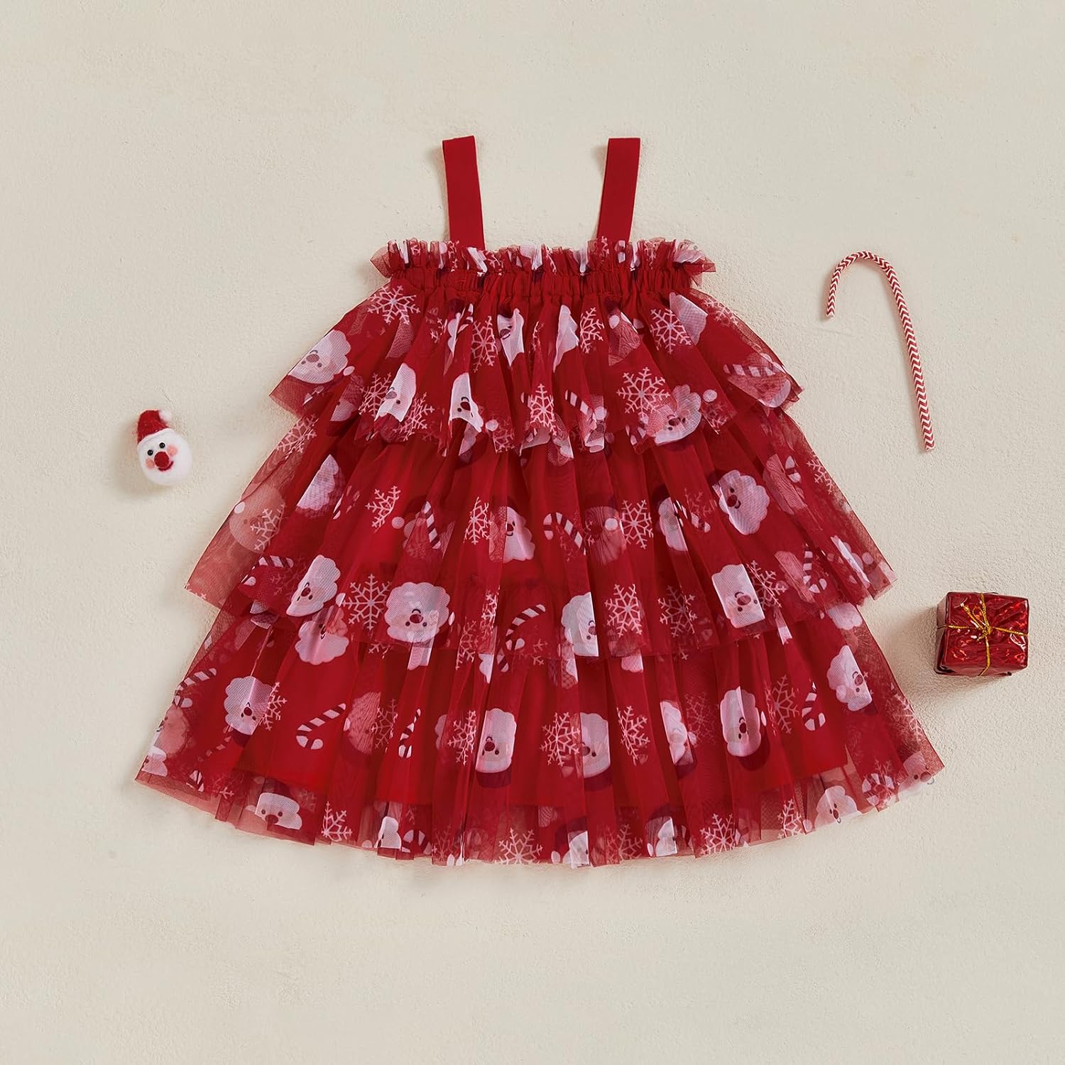Toddler Christmas Tutu Dress Baby Girl Sleeveless Layered Tulle Dress Little Girl Princess Dresses Christmas Outfit - Image 5