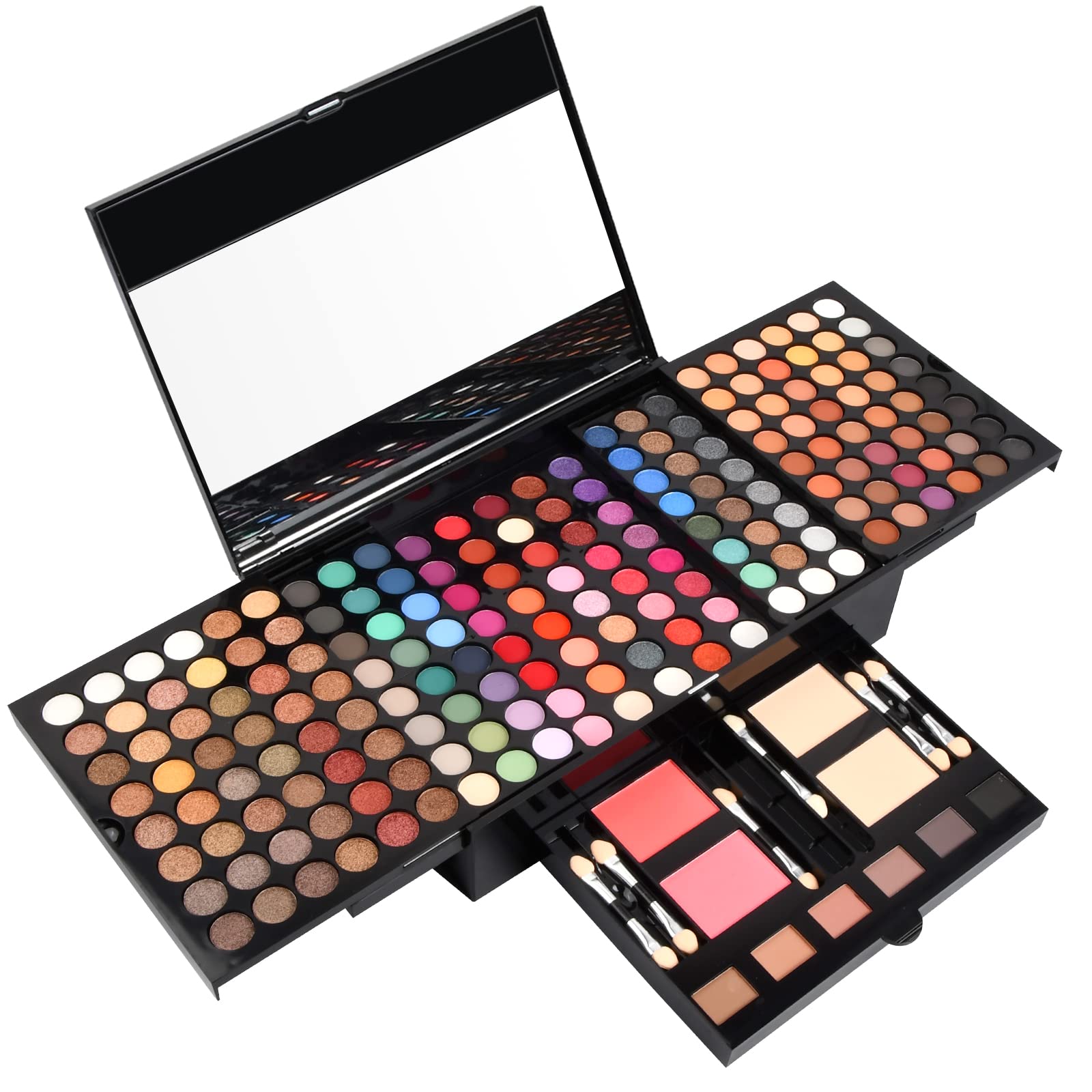 Azonelife Paleta de sombras de ojos, set de maquillaje de ojos mate con purpurina, paleta de sombras de ojos altamente pigmentada, estuche de maquillaje, 194 colores