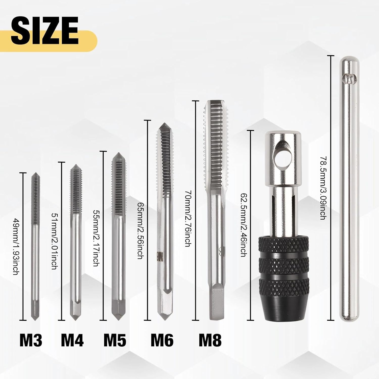 SPEEDWOX 5 Pcs Metric Tap and Die Set Small Hand Screw Metric Thread Taps M3 M4 M5 M6 M8 HSS Tapping Tools with Adjustable Tap Wrench and Storage Box for Furniture Assembly, Mechanical Manufacturing