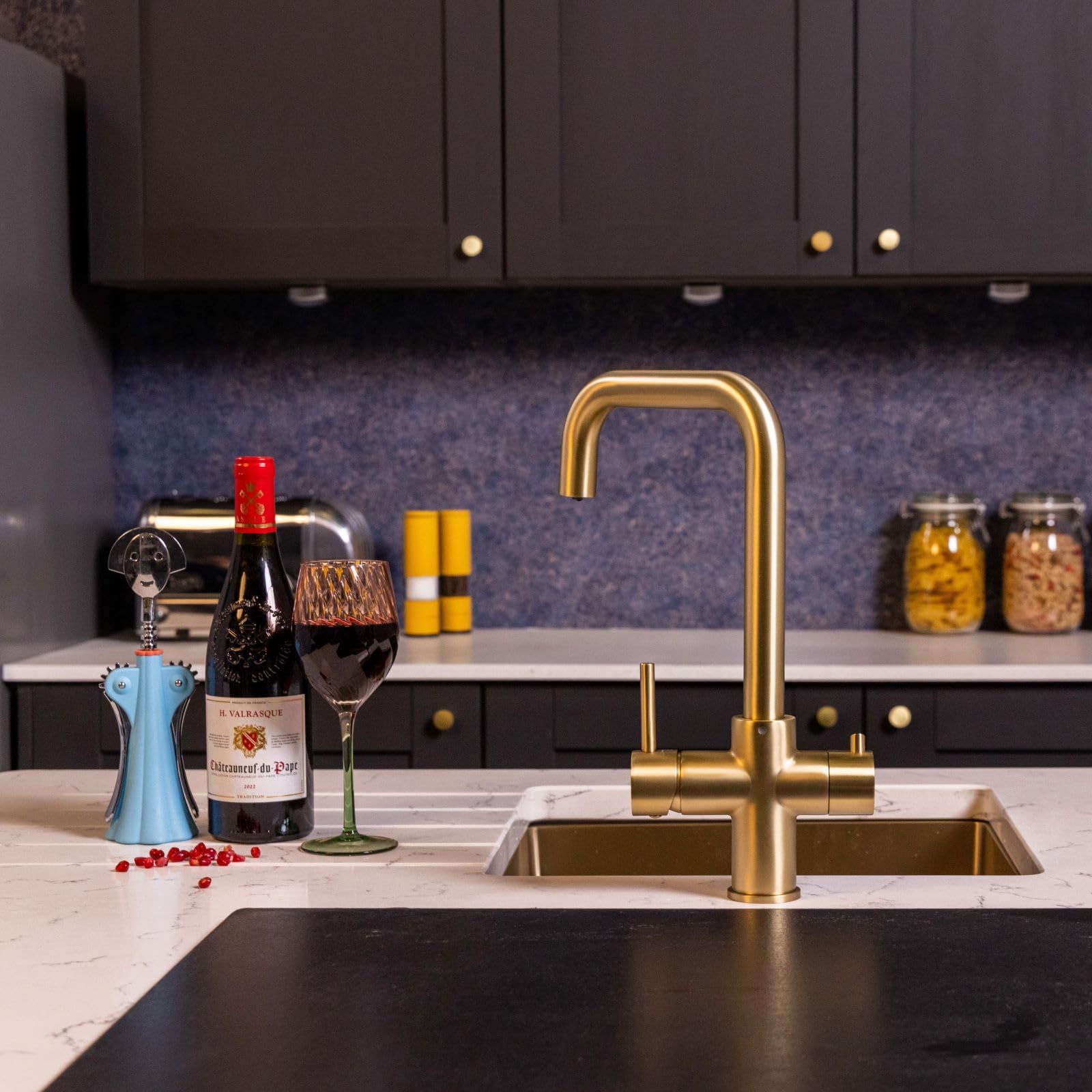 Flode Brushed Brass Kyld 4 In 1 Boiling Water Tap Full Kit With Chiller | Tap Chiller Boiler & Filter Full Kit | 4 In 1 Instant Boiling Tap Kit (Brushed Brass)