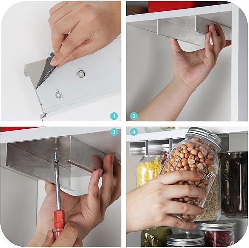 Miniatura 5 de lopeztek Estante de almacenamiento para tarros de masón, organizador de tarros Mason para almacenamiento de alimentos, estante debajo del gabinete,