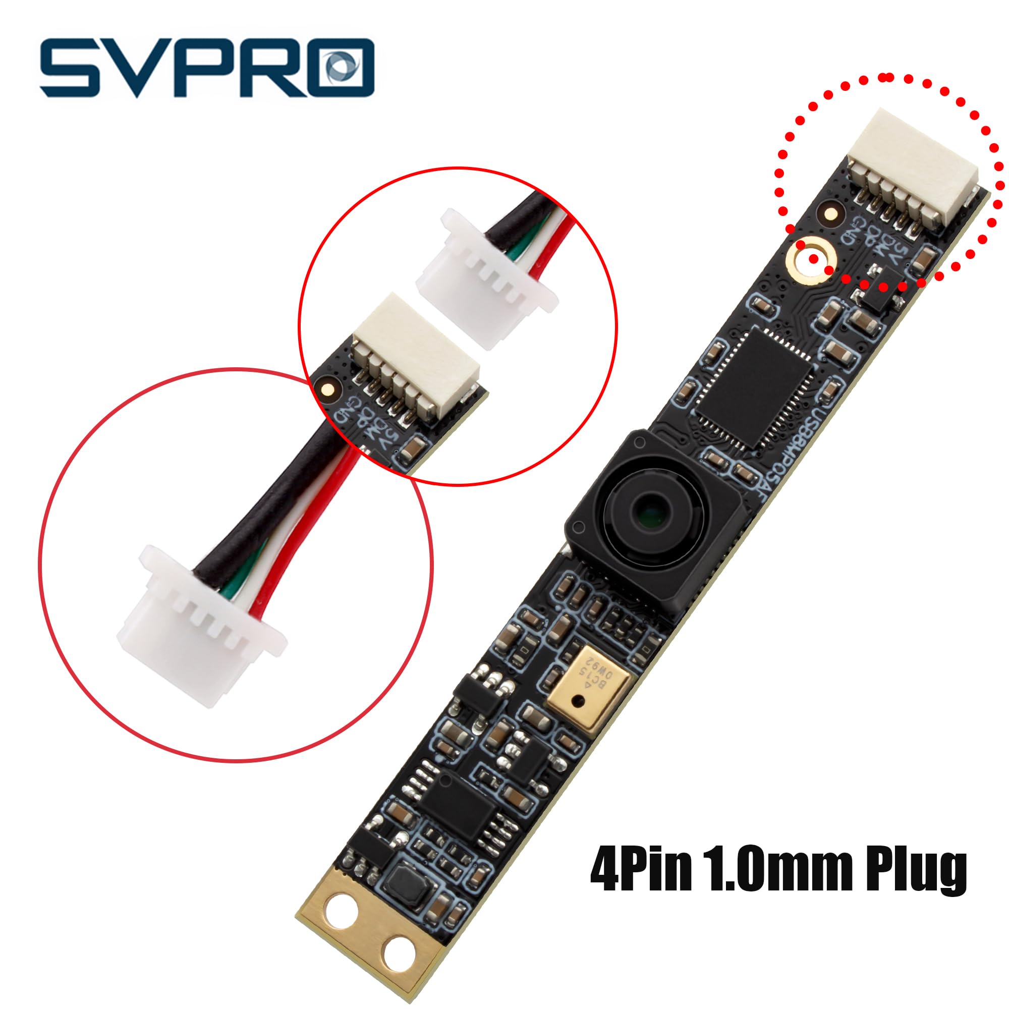 Svpro Cámara USB de 8 MP con micrófono, Camara para Ordenador Web Cam, Cámara de Enfoque Fijo Micro Embedded Módulo Audio Video para Windows, Linux, Android, Mac OS