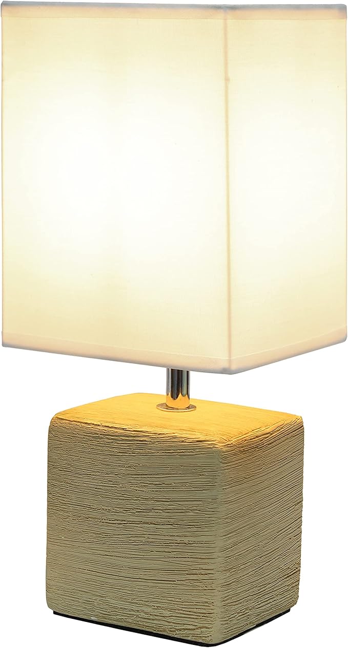 Lámpara de Mesa Simple Designs Base Cerámica Beige Pantalla Blanca miniatura 5