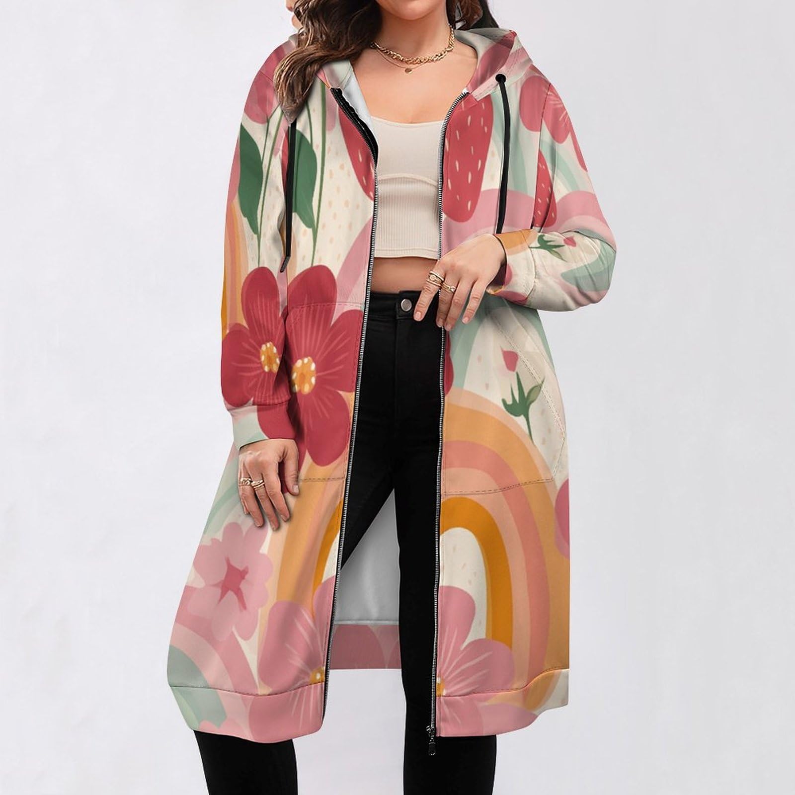 Felpa Donna con Zip Felpe Sportiva con Tasche E Cappuccio Rose da Piantare Morbida Invernale Giacca Regolabile Confortevole per Uso Quotidiano Casual