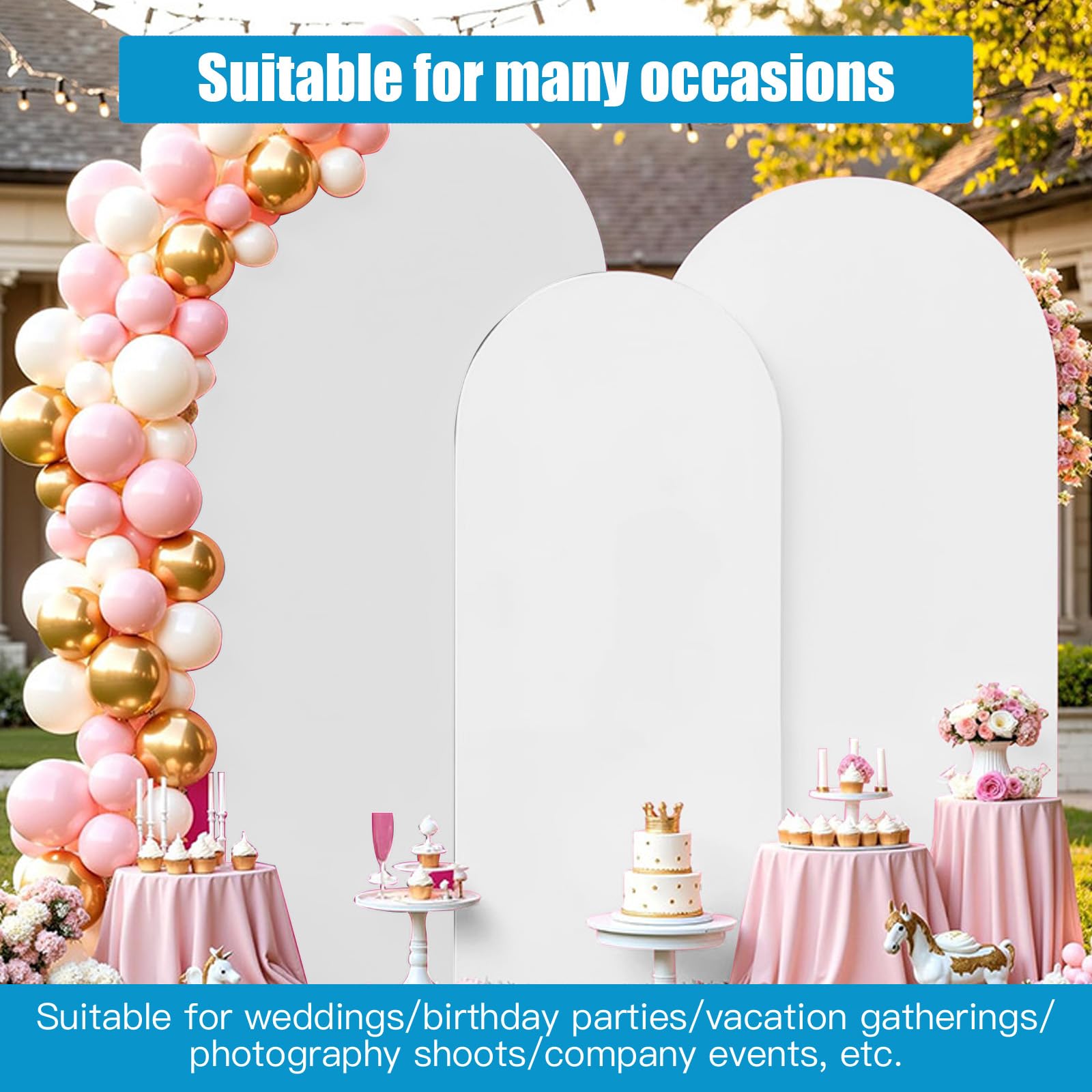 3 pezzi Cubierta de Arco de Boda,1.8M/2M/2.2M Cubierta de Soporte de Arco de Boda,Cubierta Elástica de Poliéster para Arco de Boda Fiesta Cumpleaños Ceremonia (Blanco)