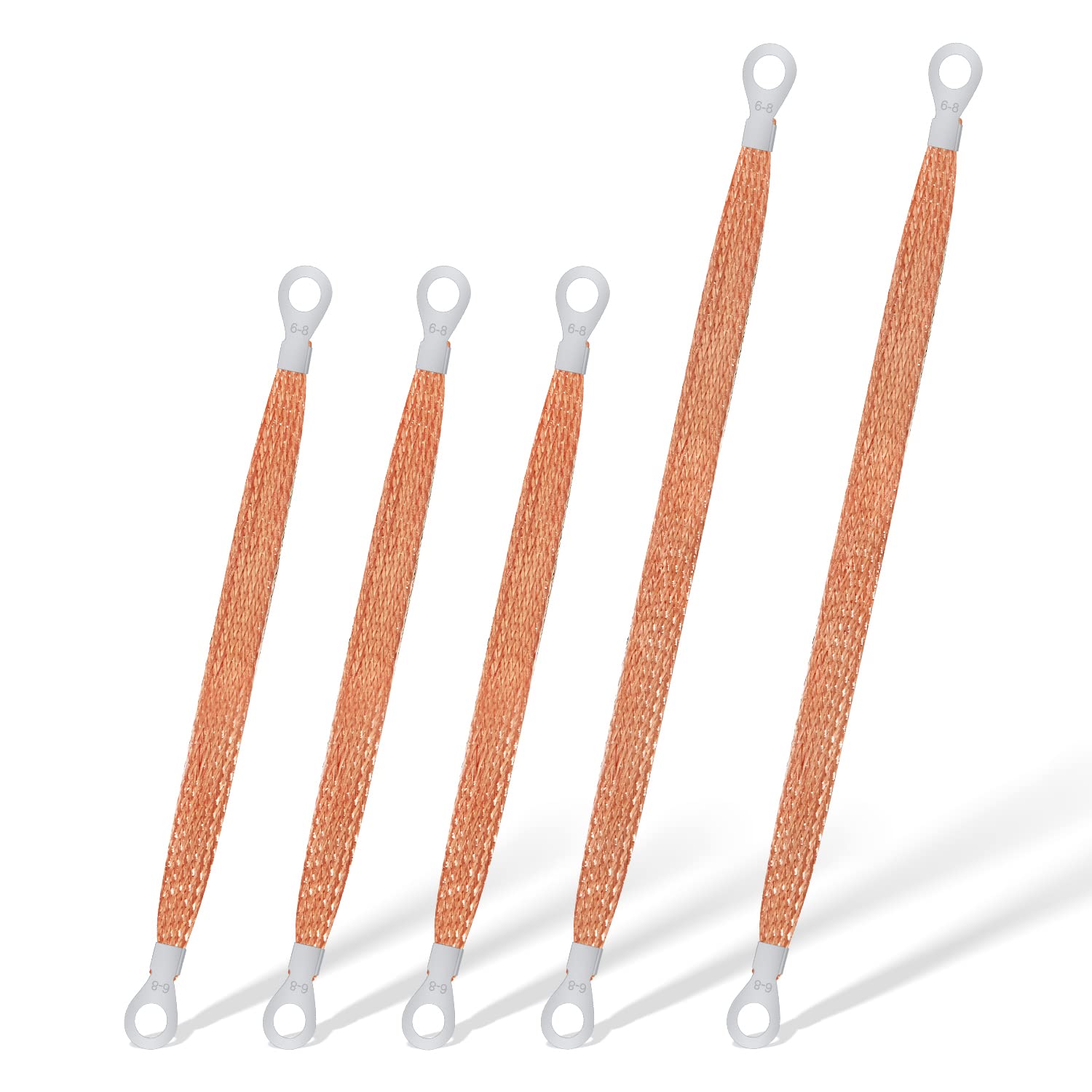 TOYMIS Automotive Engine Ground Straps, Universal Copper Exhaust Grounding Cable Straps Vehicle Truck Ground Strap Kit Braided Ground with 5/16" Ring Terminal (3PCS in 10" x1/2" & 2PCS in 13" x1/2")-picture-25