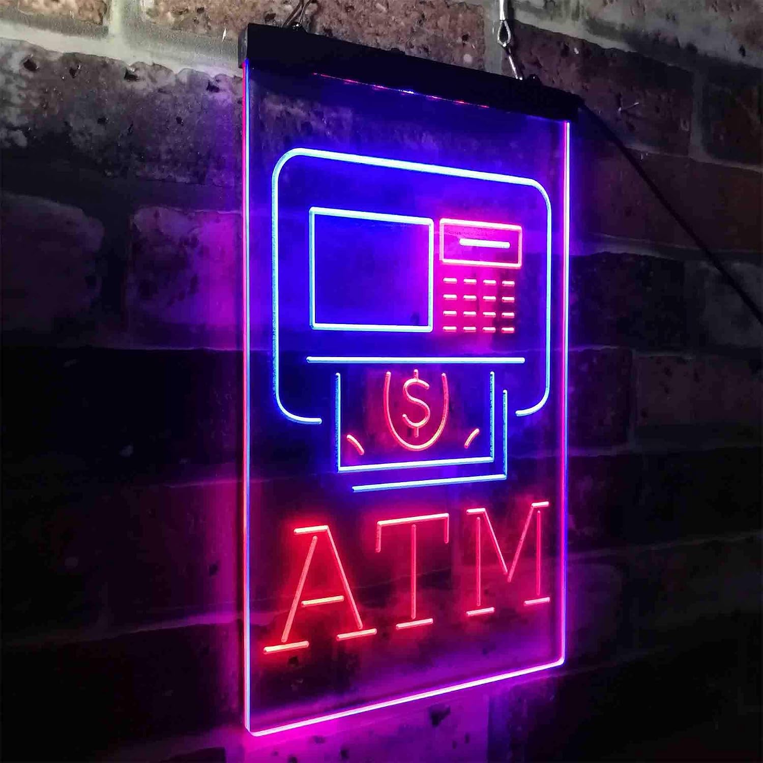 ADVPRO ATM Machine Money Withdraw Inside Dual Color LED Neon Sign Blue & Red 16 x 24 Inches st6s46-i3956-br