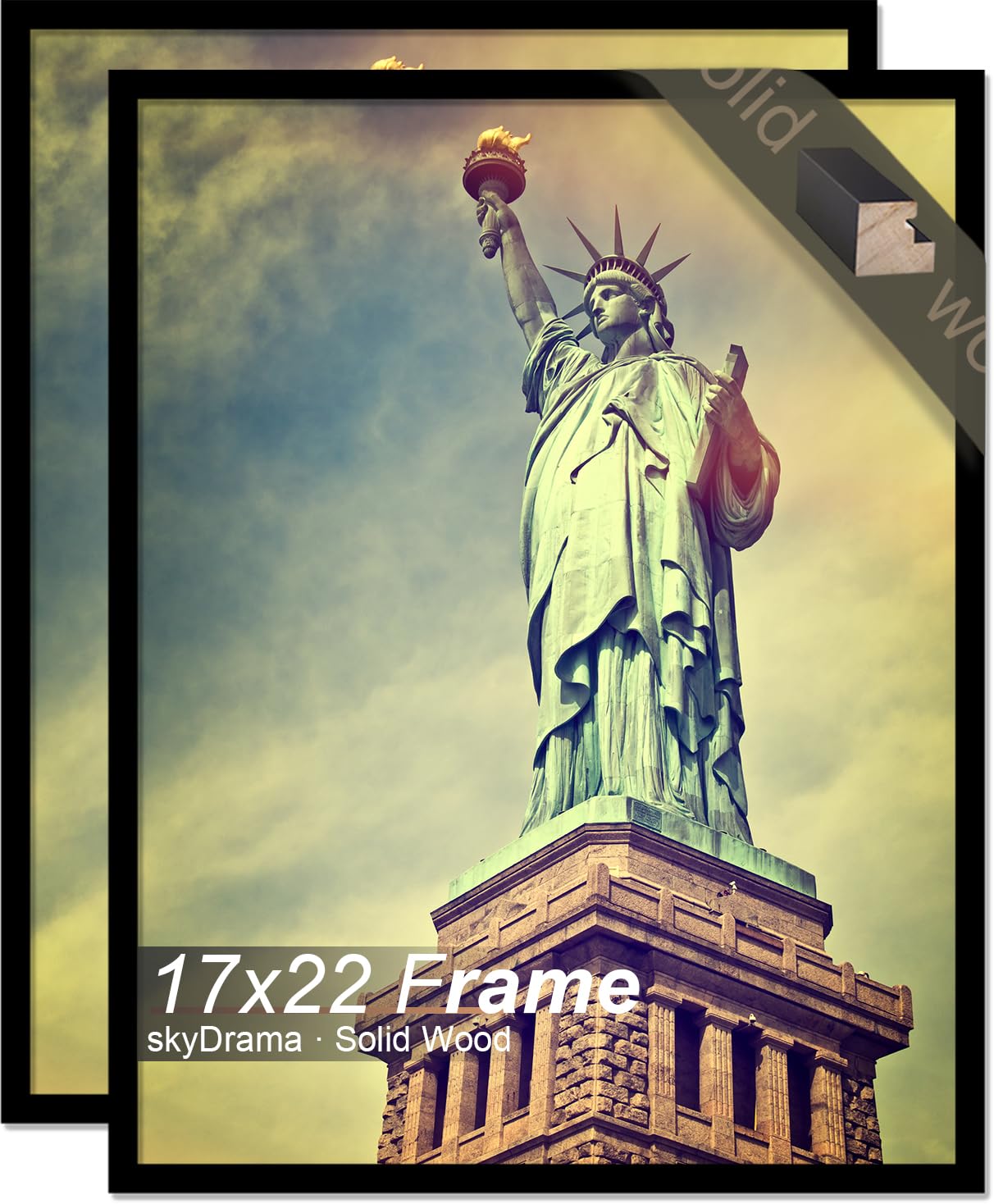 skyDrama Solid Wood 17x22 Picture Frame with Black Wood Grain, 2 Packs
