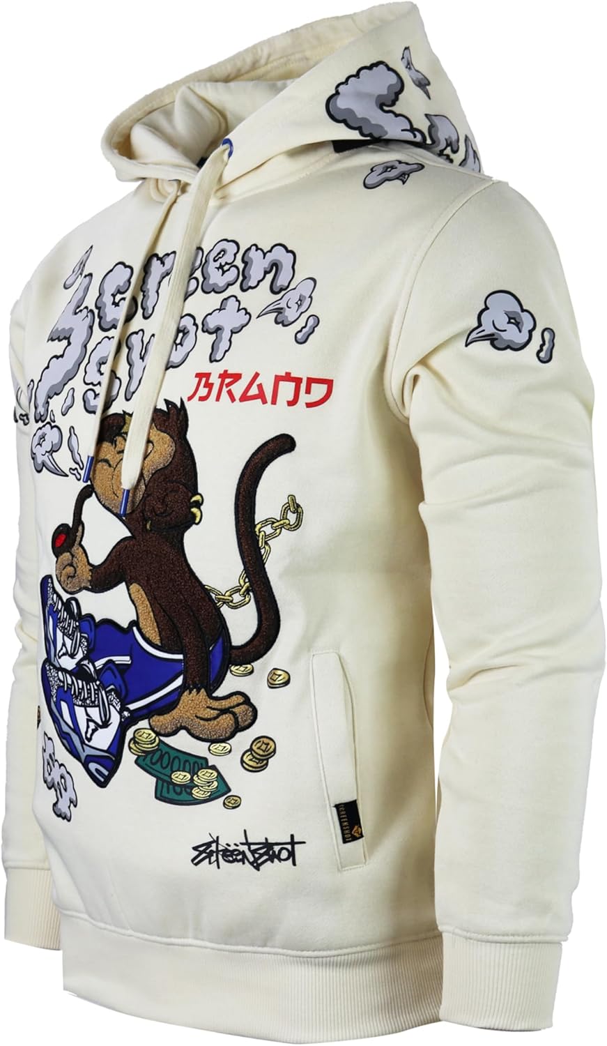 SCREENSHOT-FLEECE HOODIE 4202 Mens Urban Streetwear NYC Graffiti Embroidery Patch Fleece Pullover Sweatshirt Hoodie