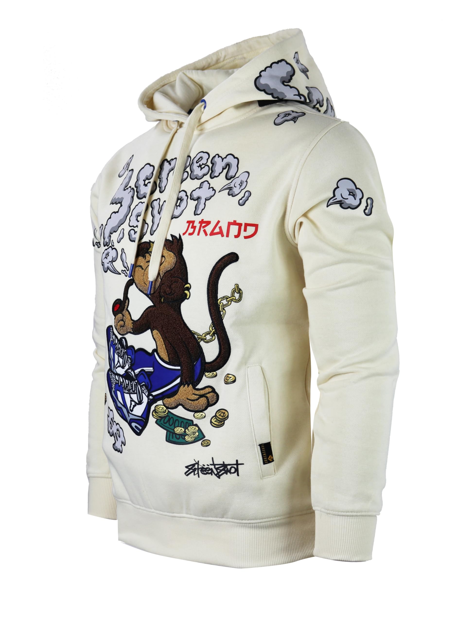 FLEECE HOODIE 4202 Mens Urban Streetwear NYC Graffiti Embroidery Patch Fleece Pullover Sweatshirt Hoodie