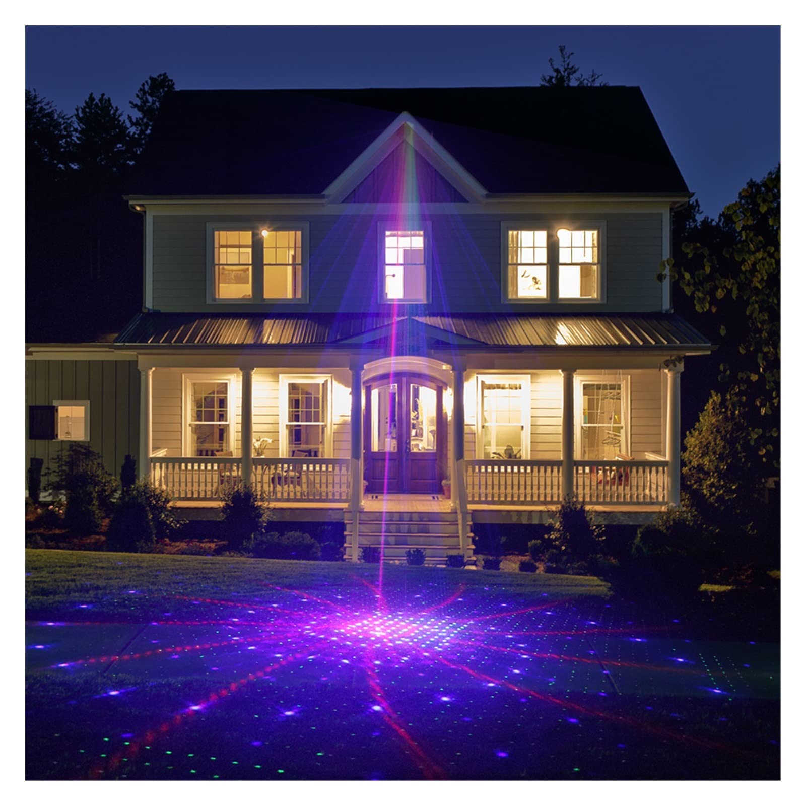 RGB 32 modelli Proiettore natalizio Luce esterna Giardino remoto Impermeabile IP65 Vacanze Natale Illuminazione doccia esterna