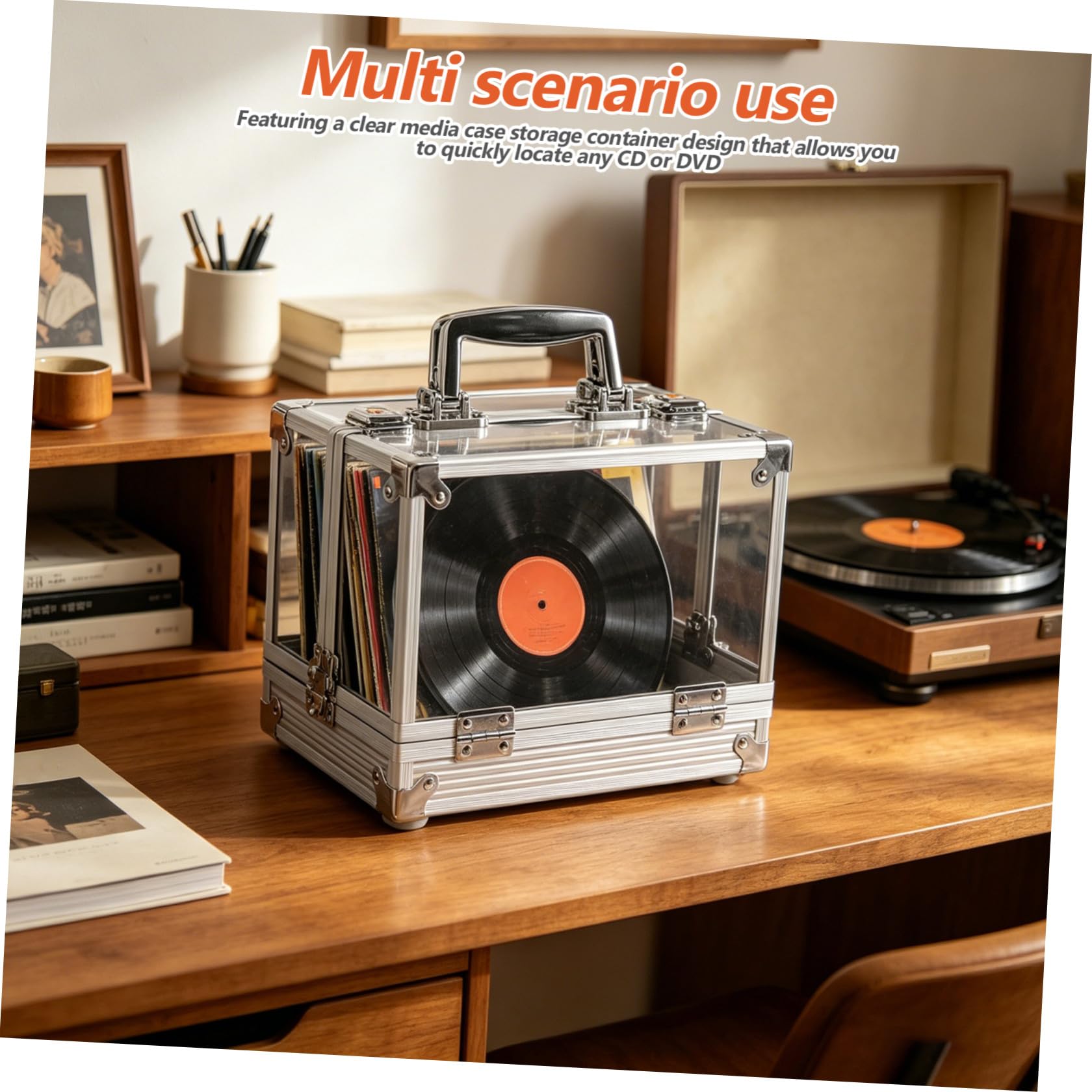 Sosoport Scatola Porta Dischi con Grande Capacità in Vinile Trasparente per Casa Contenitore per CD e Dvd Organizer per Album e Raccolte Musicali