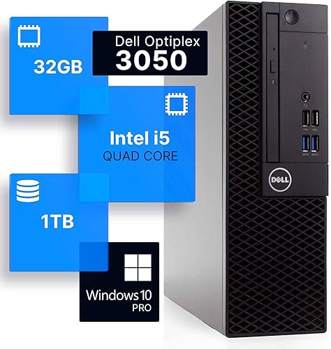 Dell Computadora de escritorio Optiplex 3050 | Intel i5-7500 (3.2) | 32 GB DDR4 RAM | 1TB SSD estado sólido | Wi-Fi AX200 integrado | Windows 10