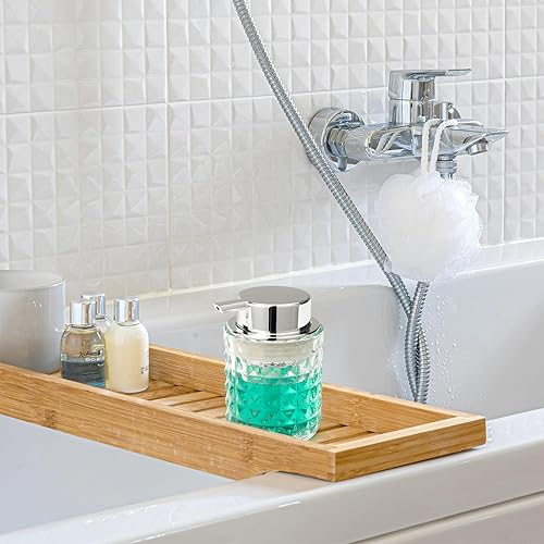 Miniatura 3 de Dispensador de jabón con bomba líquida, dispensador de loción de manos, champú antideslizante de vidrio, baño, cocina, 9 onzas, paquete de 2