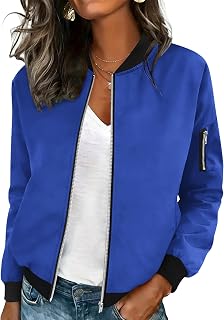 HOTOUCH Women Casual Jacket Long Sleeve Zip Up Coat Spring Fall Clothes | Solid Color Casual Jacket, Long Sleeve with Zipper and Side Pockets, Breathable Outerwear for Spring Fall Daily Wear
