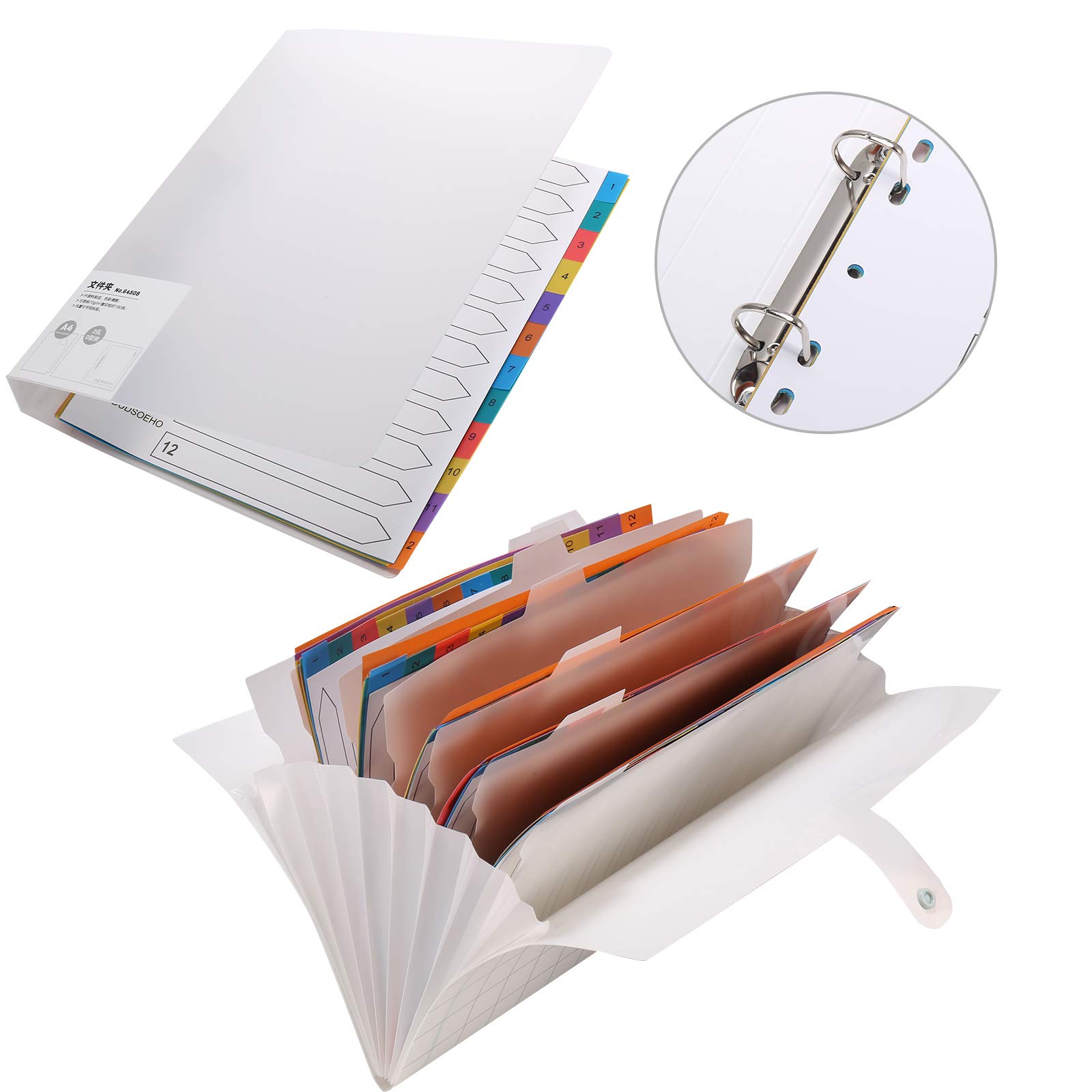 A4 Wide Color Tabs [10 Pack]File Dividers Colored Mylar Multi-Colors 1-12 Multi-Functional Porous Index Dividers