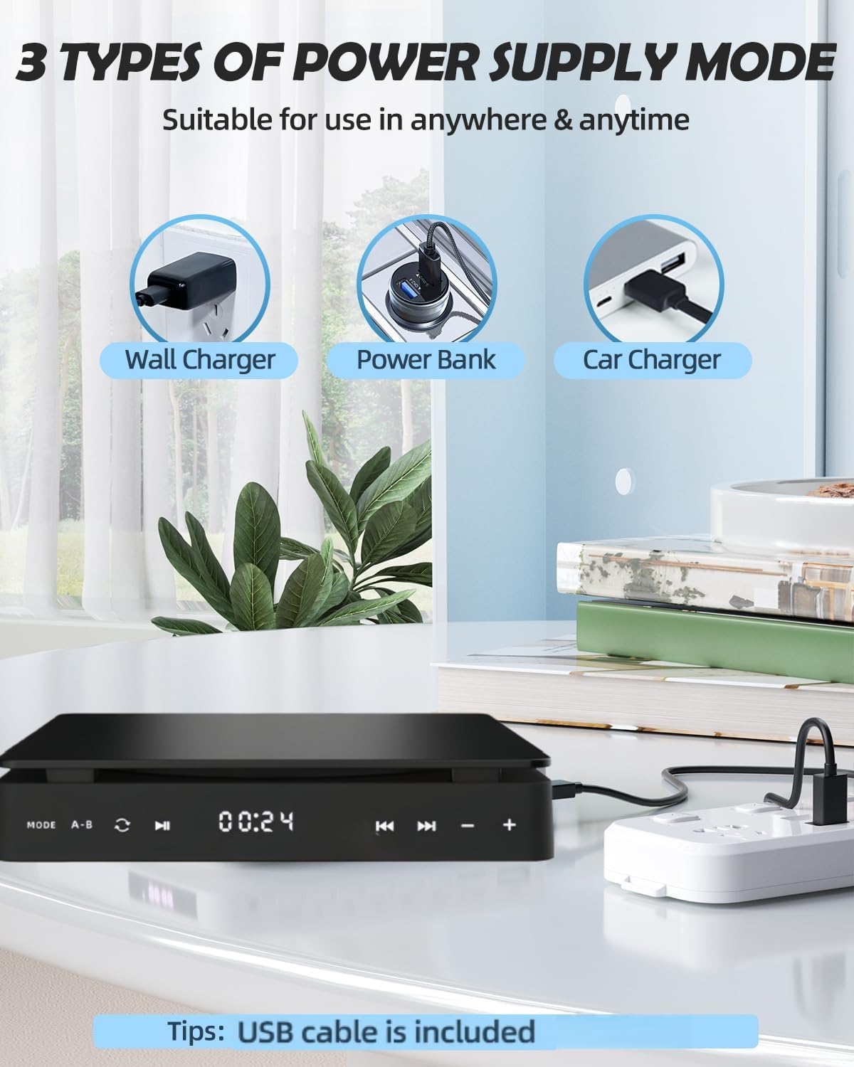 PUSOKEI Mini Reproductor de DVD para TV, Salida HDMI y AV 1080P, Entrada USB, Pequeño Reproductor de DVD Compacto para Smart TV con Todas Las Regiones, Admite Múltiples Formatos
