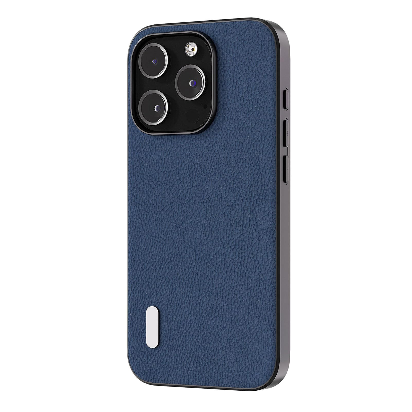 Funda iPhone 15 Pro Max azul de cuero PU con paragolpes TPU anticaídas elegante