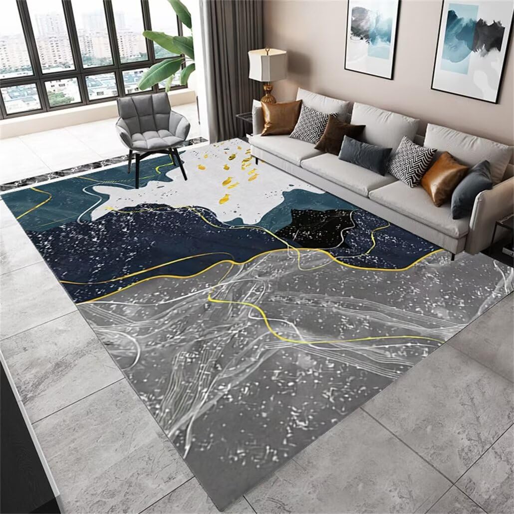 Tapis chambre bébé gris 200x300cm antidérapant à rayures