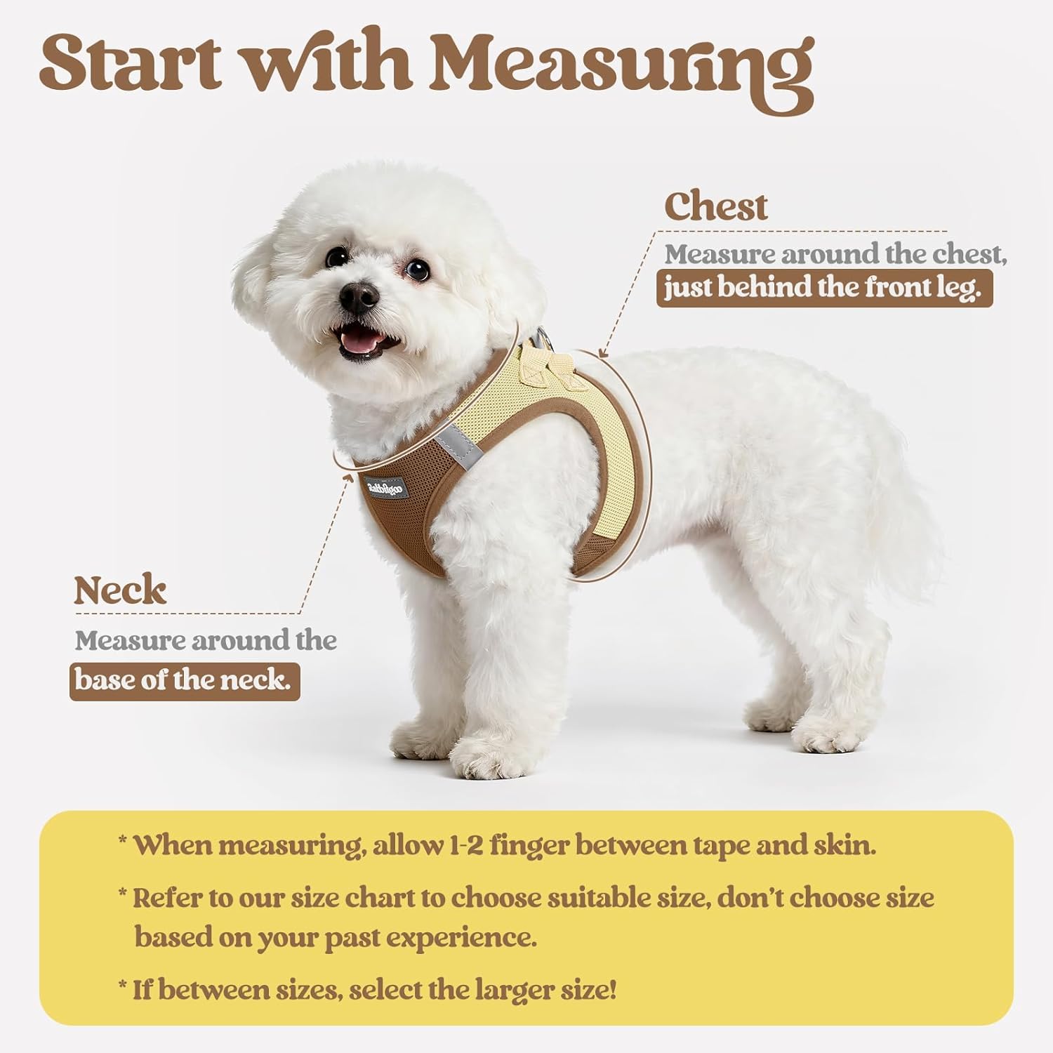 rabbitgoo Dog Harness Small Sized and Leash Set, Step in Soft Light Puppy Vest, Breathable Mesh Pet Harness, Reflective for Safe Easy Walking, Brown & Beige XS