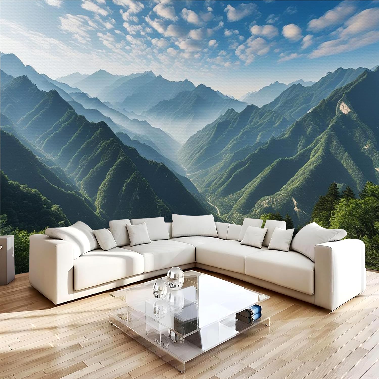 Papel Pintado 3D Montaña Papel Tapiz Fotomural 350x256cm Naturaleza Paisaje Papel Pintado Panorámico no Tejido Moderna Formato Grande Decoración Mural para Salón Dormitorio Oficina 4A228
