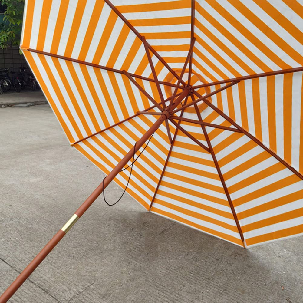 Parasol Stołowy O Długości 2,7 M / 8,9 Stopy, Parasol Plażowy W Paski, Drewniany Parasol O Dużej Wytrzymałości, Parasol Ogrodowy, Przenośny Parasol Kempingowy