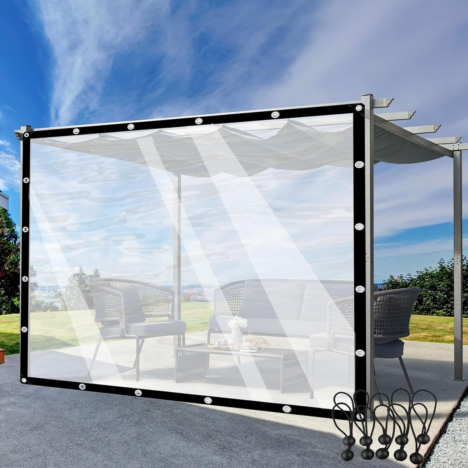 Outdoor Curtains Weatherproof Tarp with Grommets