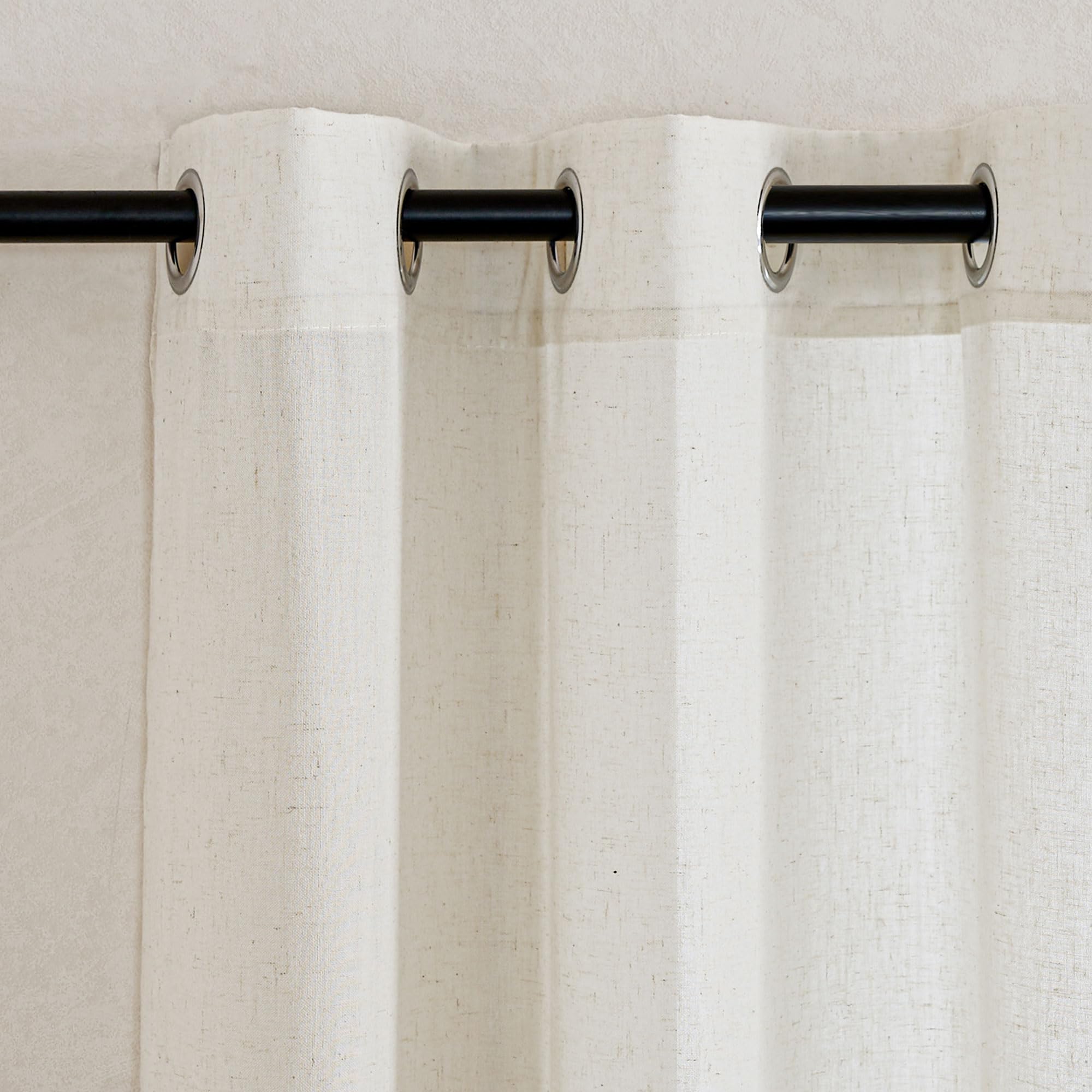 KGORGE Cortinas de Salón Translúcidas de Lino - Visillos Modernos para Dormitorio y Casa Con Ojales, 2 Piezas, 140x240cm, Blanco Marfil OEKO-TEX STANDARD 100